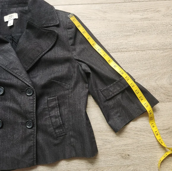 Ann Taylor LOFT Jean Jacket Womens 4 Bell Sleeves Denim Gray Black - Picture 11 of 11